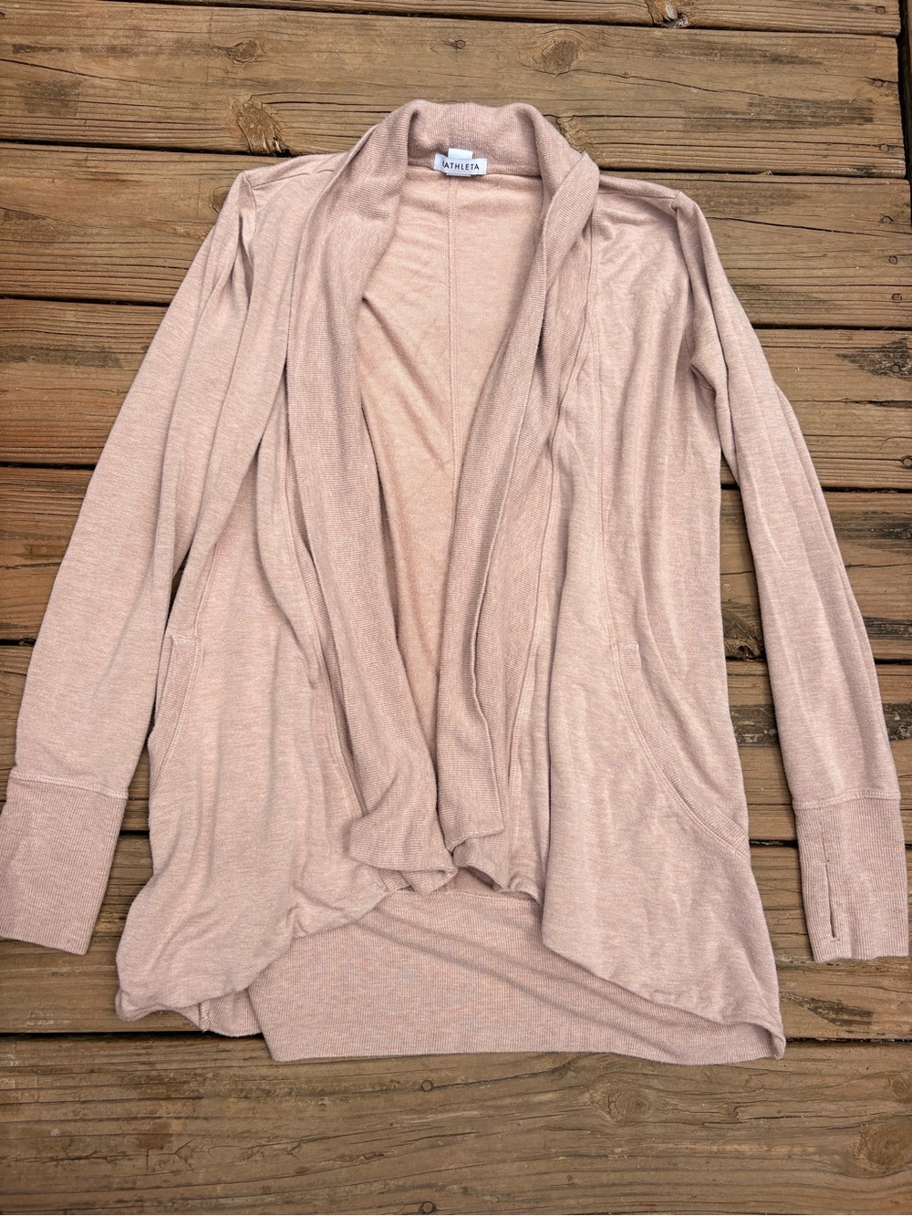 Athleta Blush Open-Front Draped Cardigan